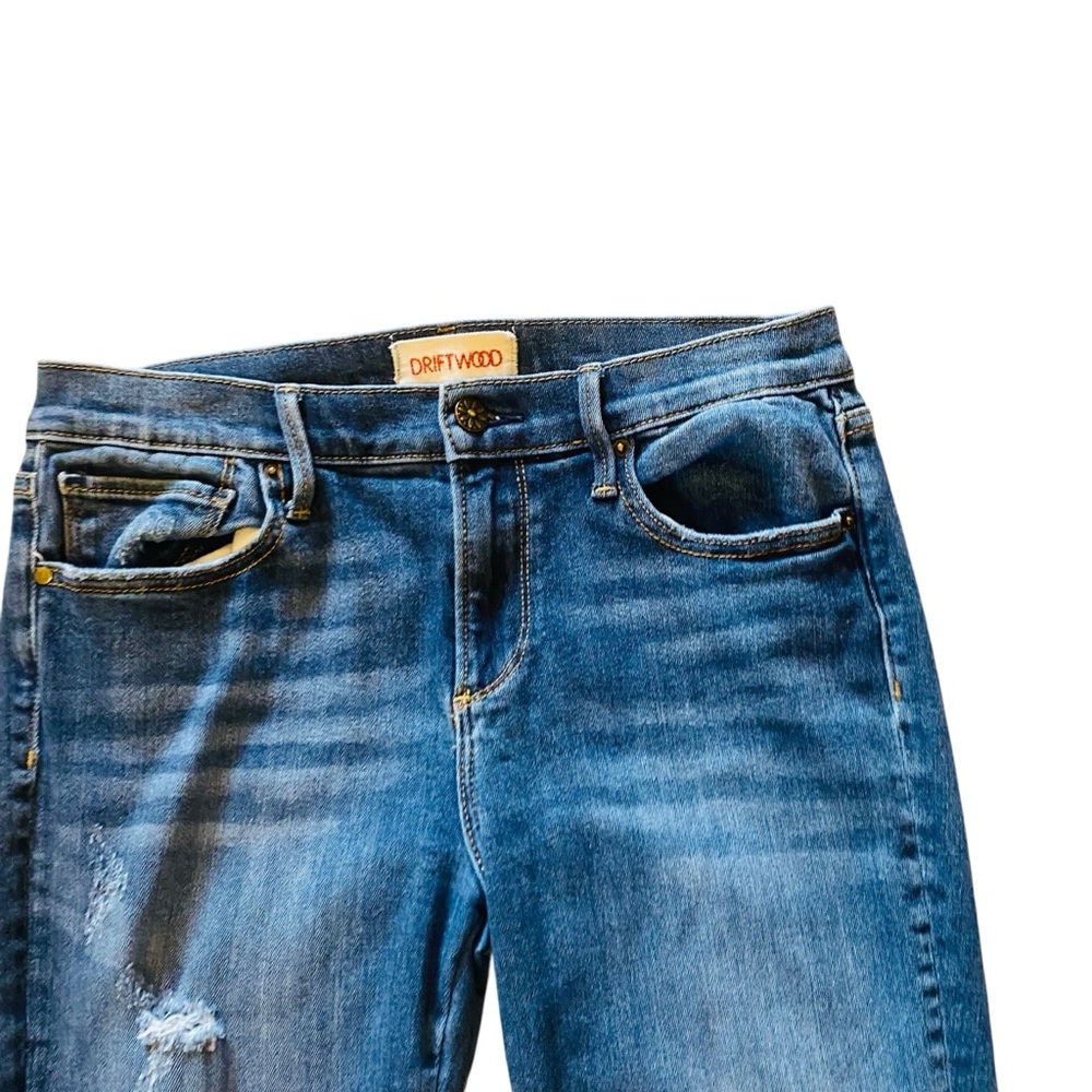 Driftwood Jackie Dahlia Jeans Floral Embroidered 28 Cotton Blend Distressed boho - Picture 4 of 8